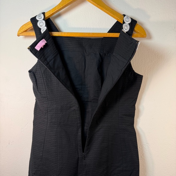 Lilly Pulitzer Adelson Shift Dress 2 Black Silver Soutache Metallic Embroidered - Picture 3 of 12